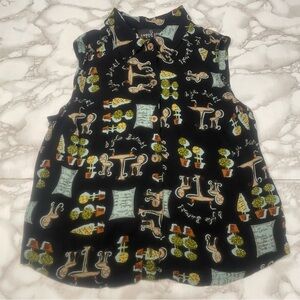 Carole Little Vintage Bistro Topiary Button Up Tank Top